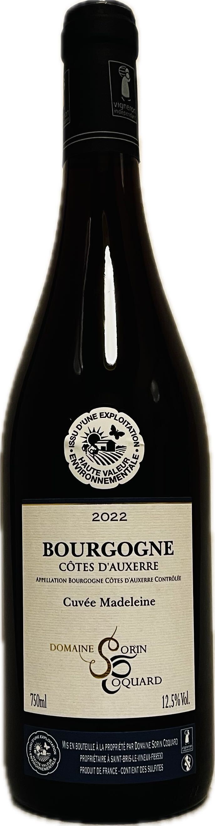 Vin rouge - Cotes d'Auxerre - Bourgogne - Domaine Sorin Coquard - La Cave d'emelyne 
